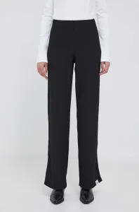 Nohavice Calvin Klein Jeans dámske, čierna farba, rovné, vysoký pás #8949787