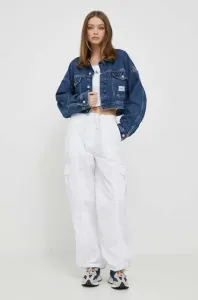 Rifľová bunda Calvin Klein Jeans dámska, prechodná, oversize #8659551