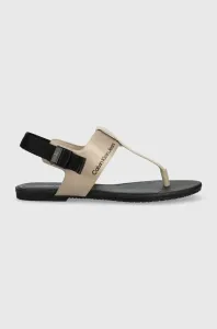 Sandále Calvin Klein Jeans FLAT TOEPOST SANDAL SATIN/HW dámske, čierna farba, YW0YW00957