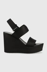 Sandále Calvin Klein Jeans WEDGE SANDAL WEBBING dámske, čierna farba, na kline, YW0YW00959 #8177328