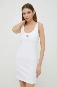 Šaty Calvin Klein Jeans biela farba, mini, priliehavá #8657467