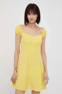 Šaty Calvin Klein Jeans žltá farba, mini, áčkový strih #7158923