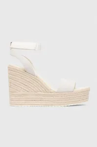 Semišové sandále Calvin Klein Jeans WEDGE SANDAL SU CON dámske, béžová farba, na platforme, YW0YW01026 #8835548