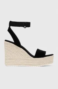 Semišové sandále Calvin Klein Jeans WEDGE SANDAL SU CON dámske, čierna farba, na platforme, YW0YW01026 #8835547