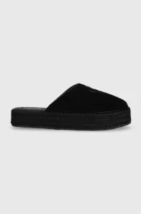 Semišové šľapky Calvin Klein Jeans FLATFORM ROPE MULE SU CON čierna farba, na platforme, YW0YW00986 #8570962