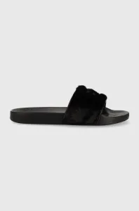 Šľapky Calvin Klein Jeans Slide Fur dámske, čierna farba, #8520853