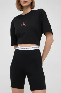 Šortky Calvin Klein Jeans dámske, čierna farba, jednofarebné, vysoký pás