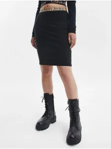 Sukňa Calvin Klein Jeans čierna farba, mini, puzdrová