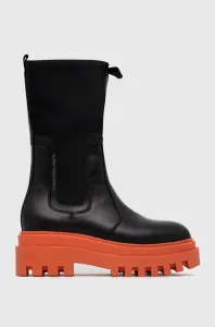 Topánky Calvin Klein Jeans Flatform High Chelsea Boot dámske, čierna farba, na platforme, #8721575