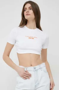 Tričko Calvin Klein Jeans dámsky, biela farba #7498037