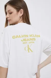 Tričko Calvin Klein Jeans dámsky, biela farba #8656900