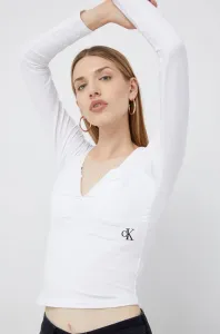 Tričko s dlhým rukávom Calvin Klein Jeans dámska, biela farba, #276215