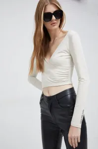 Tričko s dlhým rukávom Calvin Klein Jeans dámsky, béžová farba, #272208