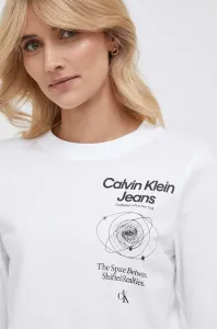 Tričko s dlhým rukávom Calvin Klein Jeans dámsky, biela farba #8763303