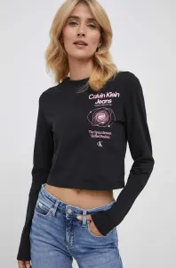 Tričko s dlhým rukávom Calvin Klein Jeans dámsky, čierna farba #9081314