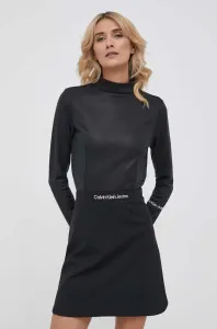 Tričko s dlhým rukávom Calvin Klein Jeans dámsky, čierna farba, s polorolákom