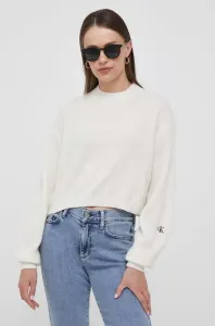 Vlnený sveter Calvin Klein Jeans dámsky, béžová farba