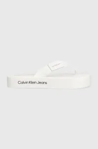 Žabky Calvin Klein Jeans FLATFORM FLIPFLOP dámske, biela farba, na platforme, YW0YW00993 #8464146