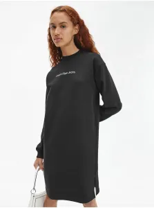 Čierne dámske mikinové šaty s rozparkom Calvin Klein #631816