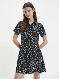 Čierne dámske košeľové kvetované šaty Calvin Klein #631850