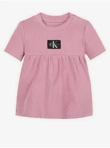 Ružové dievčenské rebrované šaty Calvin Klein Jeans #7142675