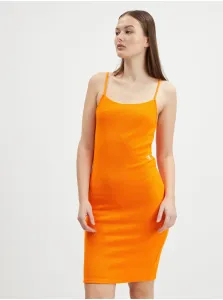 Oranžové dámske púzdrové šaty Calvin Klein Jeans #4998351