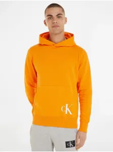 Mikiny s kapucou pre mužov Calvin Klein Jeans - oranžová