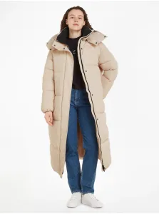 Béžový dámsky prešívaný oversize kabát Calvin Klein Jeans