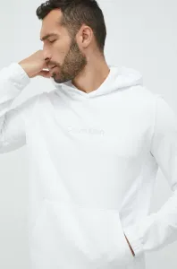 Tepláková mikina Calvin Klein Performance Essentials biela farba, s kapucňou, jednofarebná #8812361