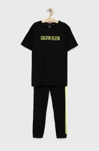 Detské bavlnené pyžamo Calvin Klein Underwear čierna farba, s potlačou #211934