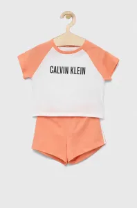 Detské bavlnené pyžamo Calvin Klein Underwear oranžová farba, vzorovaná