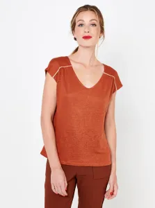Brown linen blouse with buttons on back CAMAIEU - Ladies #675753