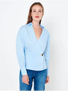 Light blue blouse with folded neckline CAMAIEU - Women #674145