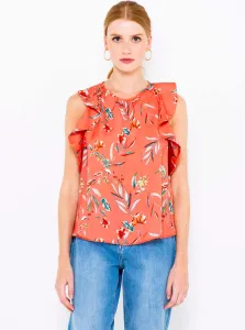 Orange floral top with ruffles CAMAIEU - Women #1054269