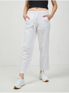 White linen shortened trousers with lamp CAMAIEU - Women