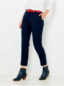 Dark blue striped shortened straight fit pants CAMAIEU - Women #676055