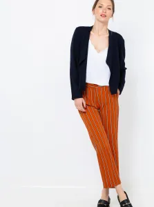 Orange Shortened Striped Trousers CAMAIEU - Women #676731