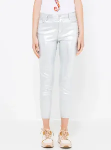 Glossy shortened trousers in silver COLOR CAMAIEU - Women #676259