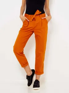 Oranžové ľanové skrátené nohavice CAMAIEU #5570914