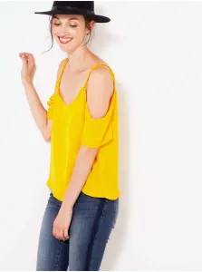 Yellow loose blouse with CAMAIEU cutouts - Women
