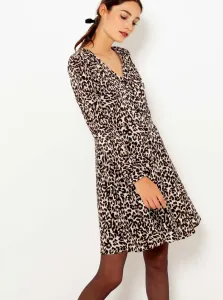 Hnedé šaty s leopardím vzorom CAMAIEU #626967