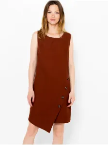 Brown Asymmetrical Dress with Decorative Buttons CAMAIEU - Women #674597