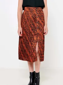 Hnedá midi sukňa s hadím vzorom CAMAIEU #1054239