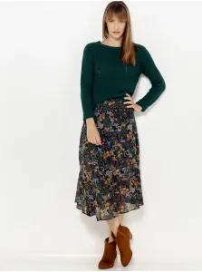 Tmavozelená kvetovaná midi sukňa CAMAIEU #5570929
