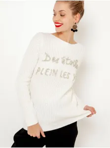Biely sveter s motívom Vianoc CAMAIEU - Ženy