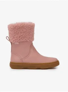 Pink Girls Leather Winter Boots with Artificial Fur Camper - Girls #620132