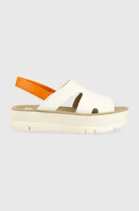 Kožené sandále Camper Oruga Up dámske, biela farba, na platforme, K200848.011