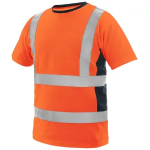 Canis (CXS) Pánske výstražné tričko EXETER - Oranžová / tmavomodrá | M