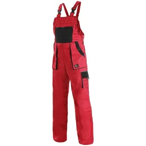 Canis (CXS) Dámske pracovné nohavice s náprsenkou CXS LUXY SABINA - Červená / čierna | 44