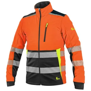 Reflexná softshellová bunda CXS Benson - veľkosť: S, farba: oranžová/čierna
